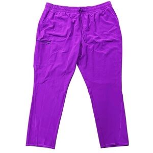 Cherokee Allura Purple Mid Rise Tapered Leg Drawstring Pant Sz 3XL